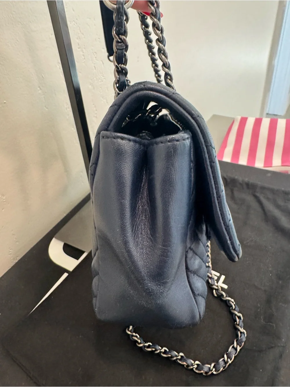 CHANEL CC crossing flap bag Chevron Quilted Lambskin